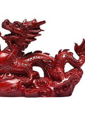 梨实木雕刻龙生肖红色木龙家居办公室装饰红木工艺品送礼品