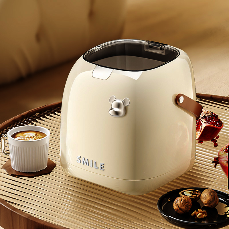 桌面垃圾桶家用22新款奶油色按压式办公室书桌床头带盖卫生桶小