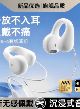 ACPE 耳机有线夹耳式适用苹果小米oppo华为vivo圆孔typec接口跑步