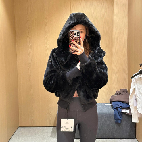 ALO短款兔绒毛秋冬保暖棉服棉衣