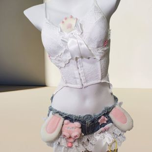 软妹甜心少女 原创手作dj可爱甜美纯欲性感蛋糕裙吊带蛋糕裙套装