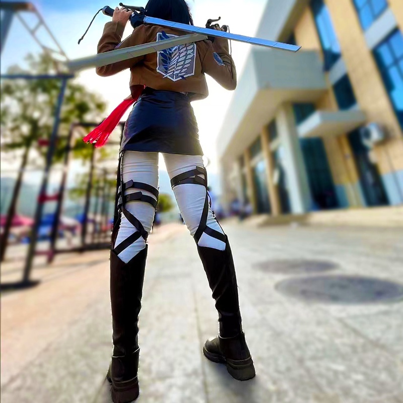 进击的巨人cos服 调查兵团队艾伦三笠兵长制服尼外套衣服黑色披风