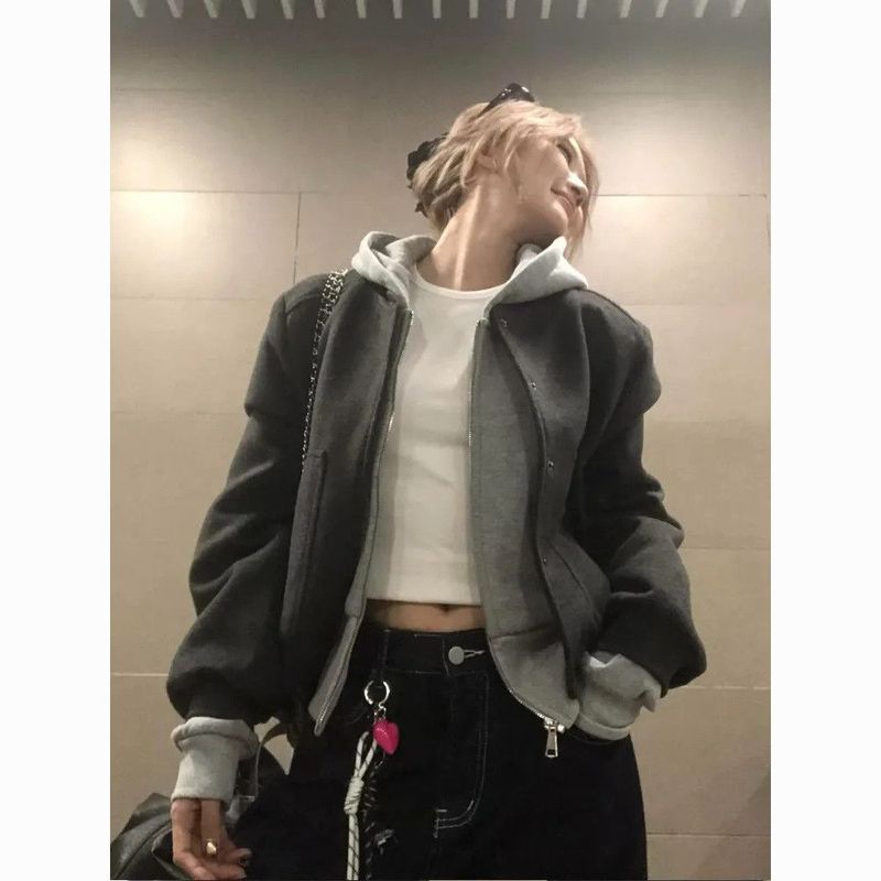 美式两件套短款夹克外套女秋冬季2025爆款韩系穿搭上衣设计感夹克