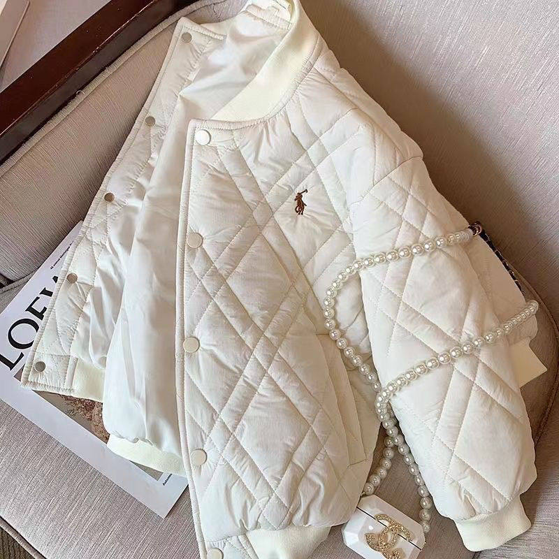 美式棉衣棉服女2025年新款潮秋冬季外套厚棉袄菱格棒球服oversize