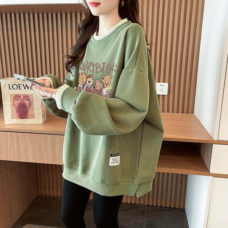 春春季卫衣女韩版宽松慵懒风设计感小众圆领无帽套头上衣潮