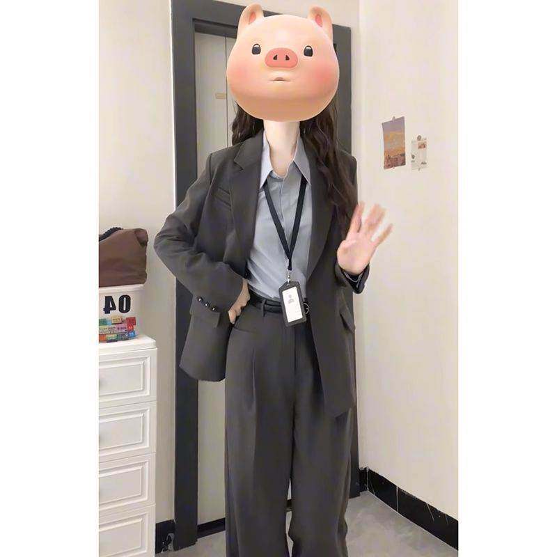 时尚减龄通勤搭配一整套正装大学生考公答辩教资面试职业西装套装