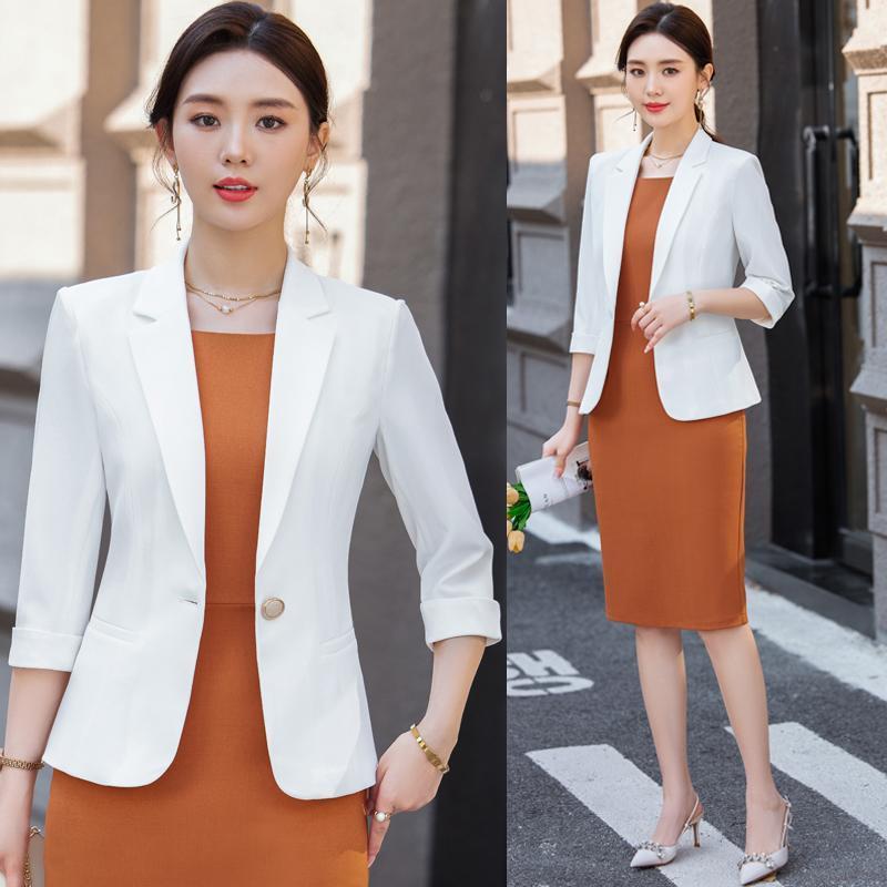 白色西装内搭连衣裙女2025夏季新款职业小个子高级感气质西服套装