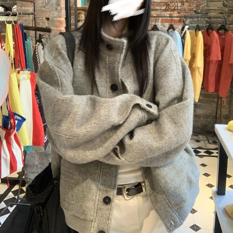 美式复古立领夹克外套女学生秋季新款设计感宽松百搭休闲棒球服潮