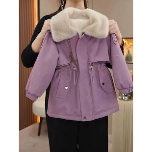 女童加绒加厚冬装派克服2025新款儿童时髦上衣韩版外套洋气棉服