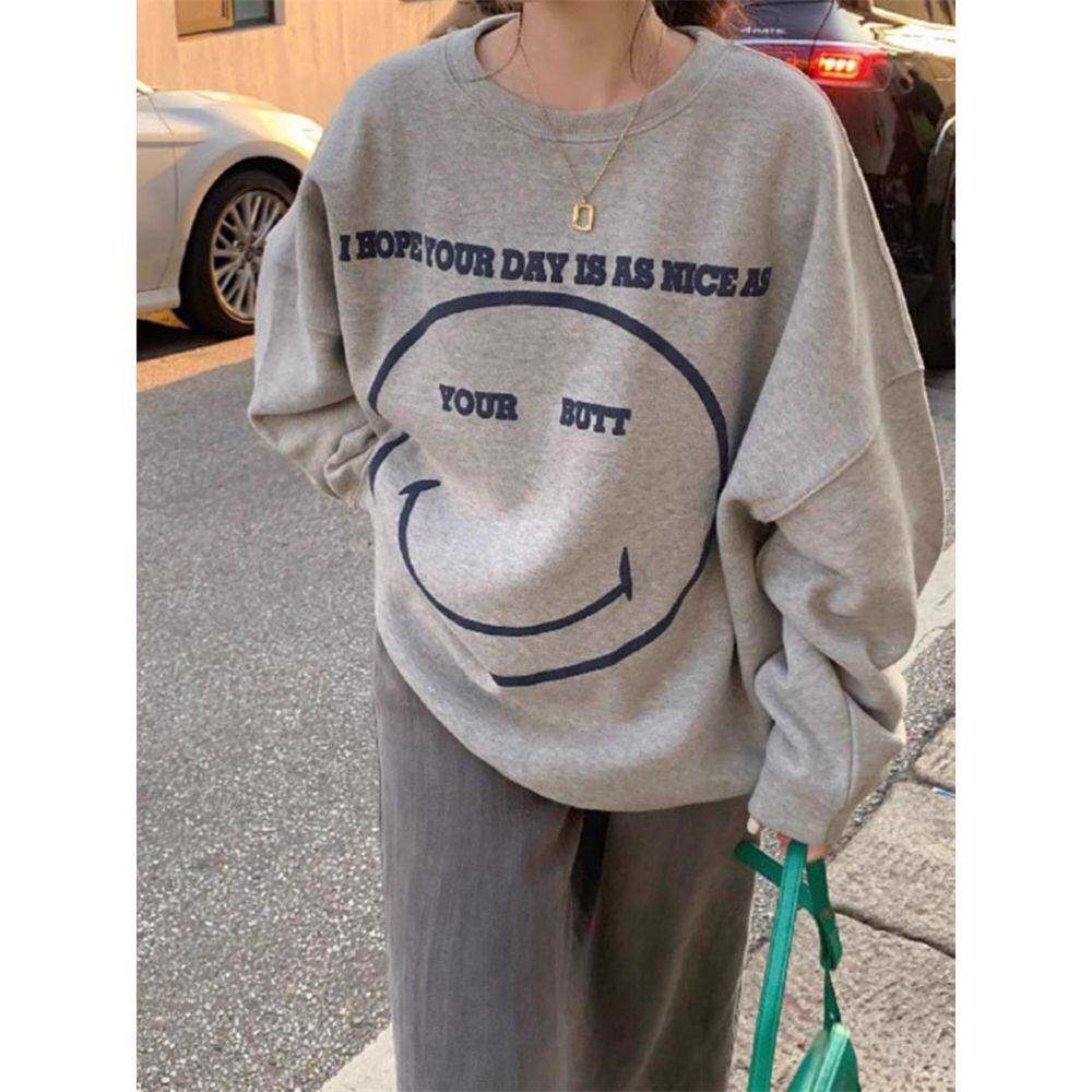 特大码300斤浅灰色圆领薄款卫衣女春夏新款韩版宽松慵懒长袖上衣