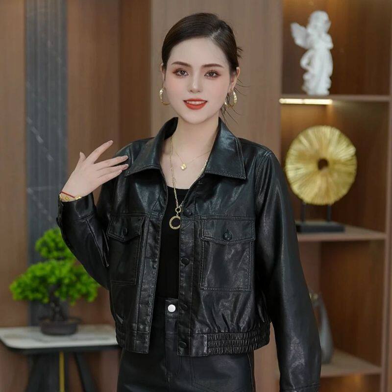 小个子短款皮衣外套女早秋新款酷飒风长袖机车服高级感洋气皮夹克
