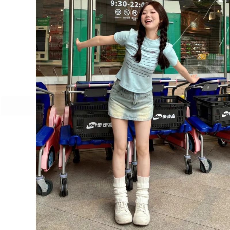 牛仔裙半身裙女2025夏季新款a字高腰复古辣妹裙裤小个子包臀短裙