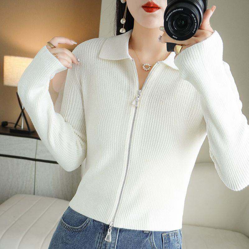 领针织衫2026年新款春秋修身高腰短款开衫薄款黑色长袖上衣女