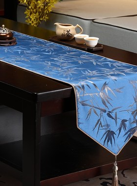 新中式桌旗禅意茶几茶席茶旗高档会议台桌布电视柜长条盖布定制