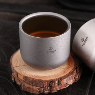 银蚁纯钛双层主人杯户外防烫隔热125ml茶杯家用便携钛合金水杯