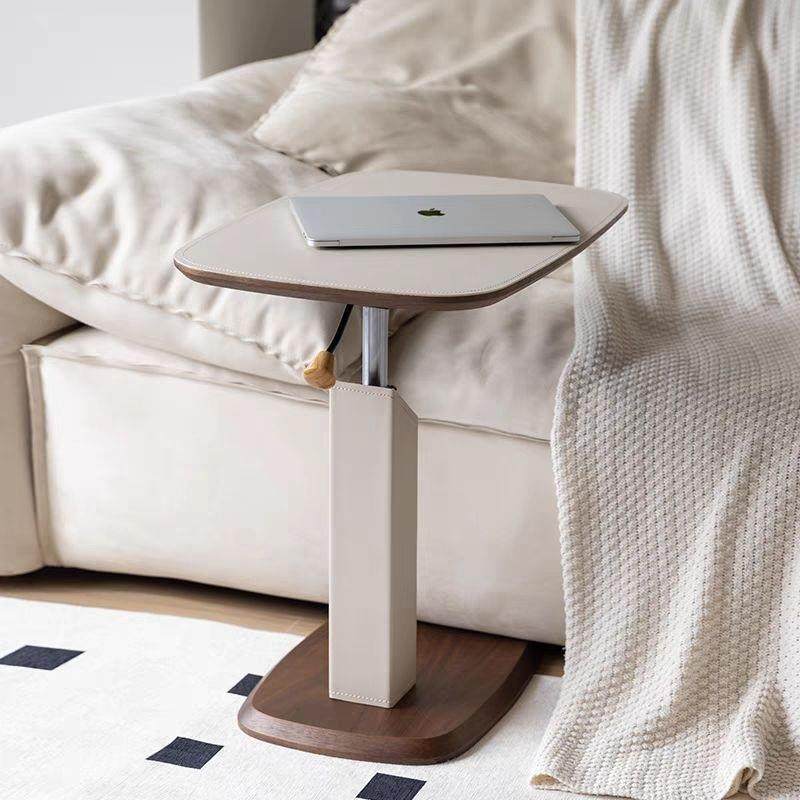 2025款沙发升降边几北欧风复古可移动客厅角几胡桃色茶几实木边桌