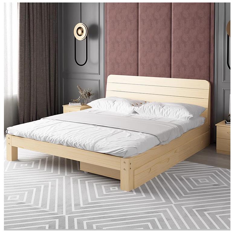 实木床1.5米松木双人经济型现代简约1.8m出租房简易单人床1.2床架