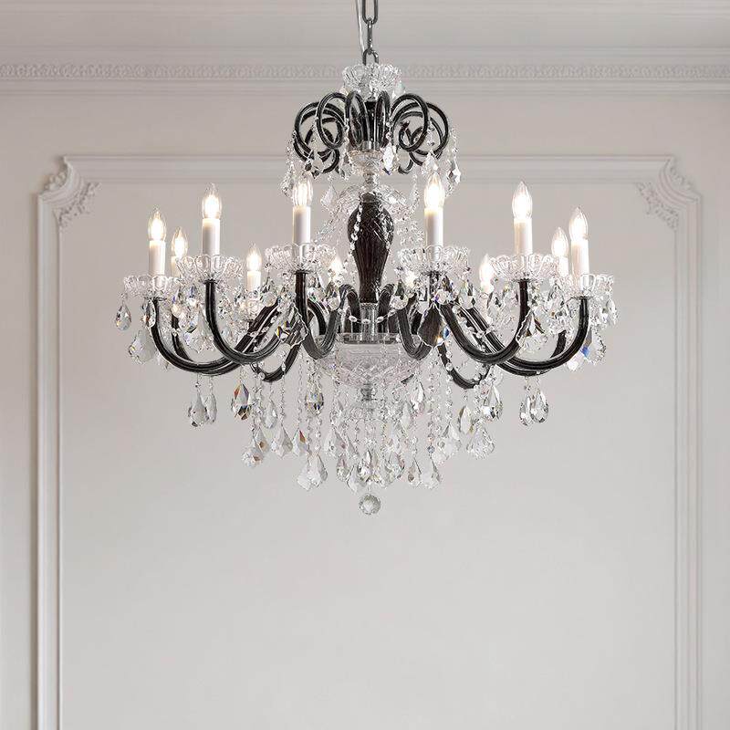铧锒轻法式水晶吊灯中古风客厅主灯复古欧式宫廷风蜡烛灯餐厅灯