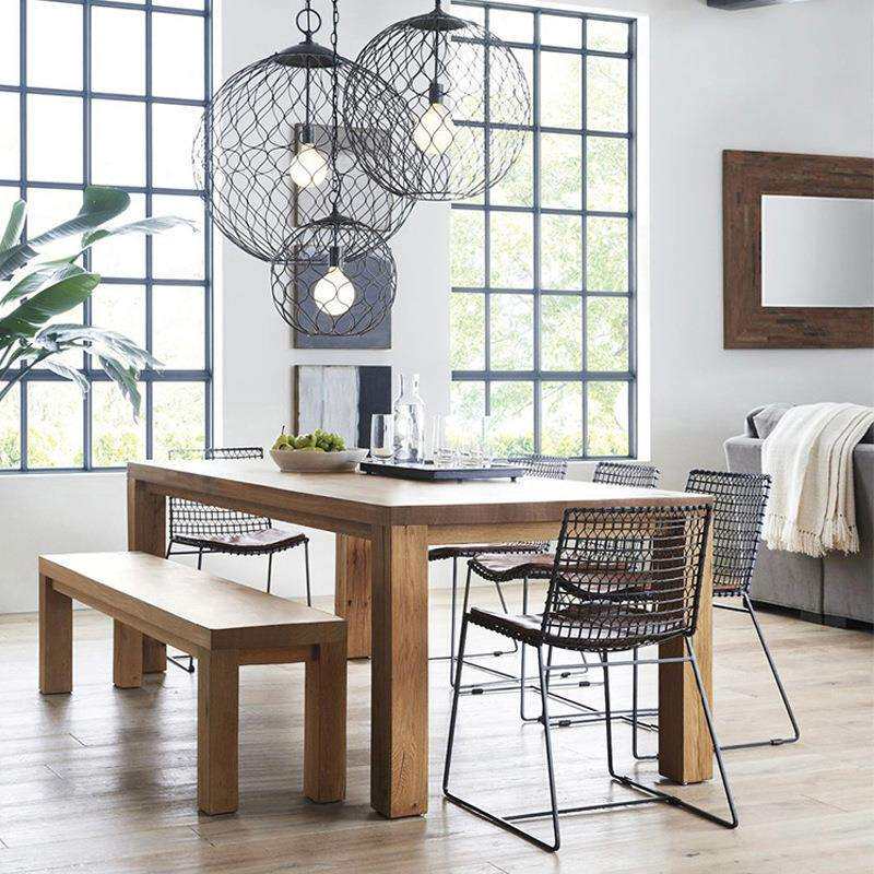 长方形餐桌吃饭桌椅实木餐桌椅组合现代简约家用小户型餐厅饭桌书