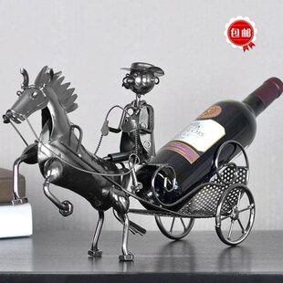 马红酒架客厅装饰酒吧餐厅马品车简约酒具模金属拉车桌面摆件创意