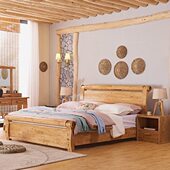 1.5 全实木双人床现代中式 硬板床柏木床1.2 1.8米原生态民宿家具