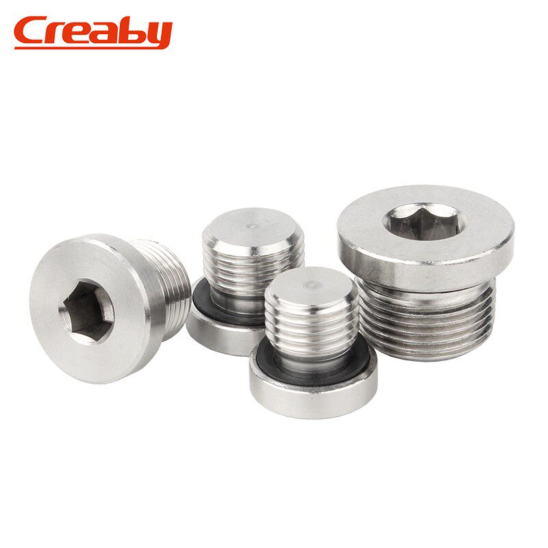 304不锈钢内六角法兰面堵头带ED圈英制油塞丝堵螺塞G1/2346分