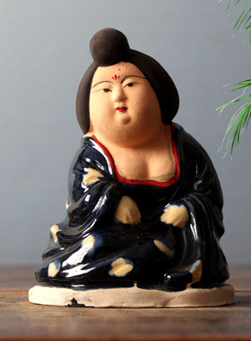 仿古做旧唐三彩陶瓷仕女摆件陶俑胖妮艺术品装饰品古玩收藏品礼品