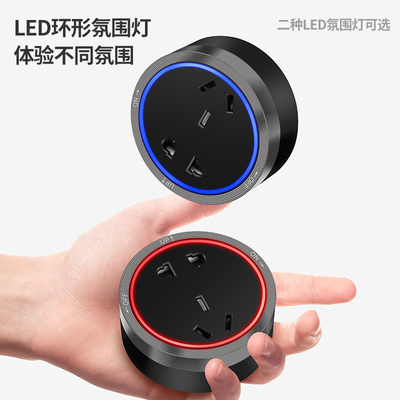 chnanma轨道插座适配器环形带灯国标五孔双USB英标插座金银黑灰色