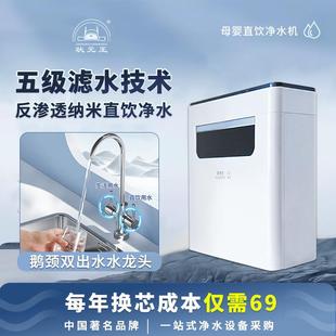 纯水机家用过滤器净水机RO反渗透净水器 双出水可直饮厨下式