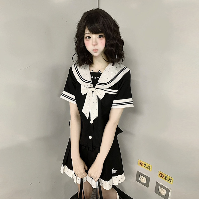 不眠岛原创【喵千金】JK制服日系幼稚园软妹可爱水手服百褶裙套装