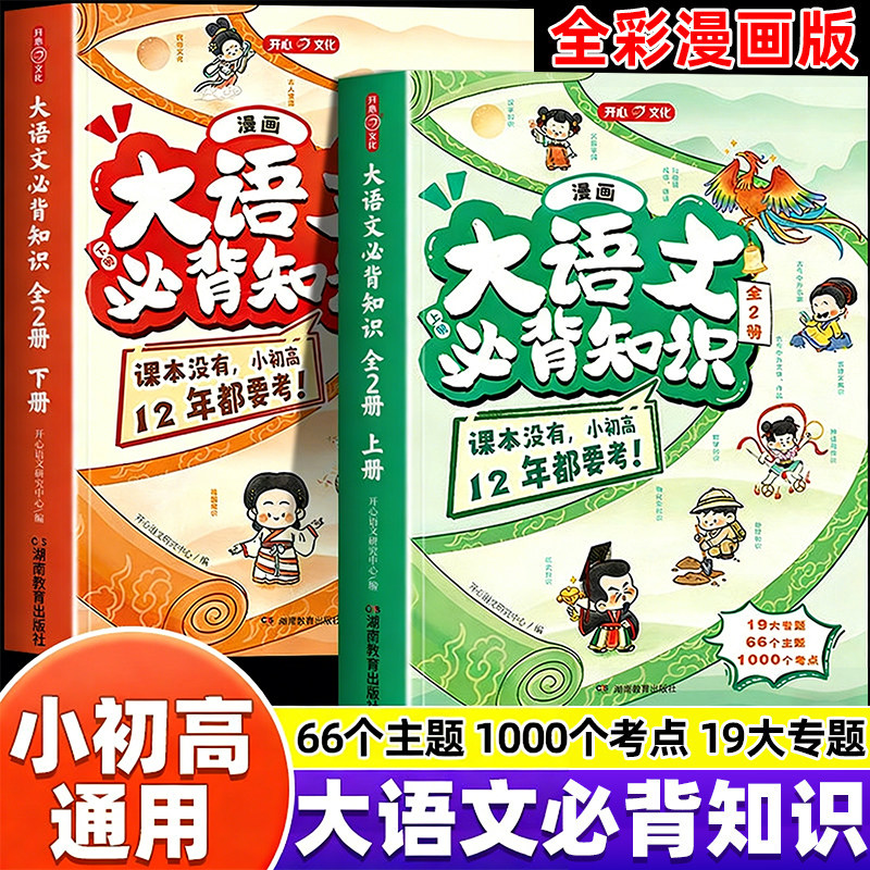 2026新版漫画大语文必背知识全2册画报大盘点小学初中高中趣读文学文化百科常识分级阅读漫画12年考点知识点汇总课外考点全归纳RJ图片