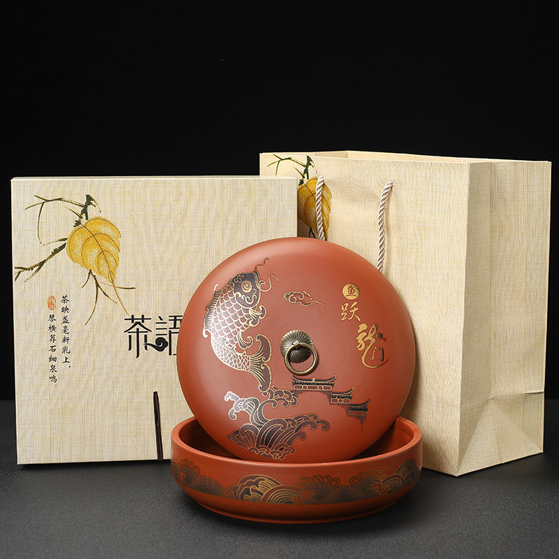 紫砂普洱茶包装盒357克茶饼罐高档茶叶盒子空盒通用陶瓷礼品定制