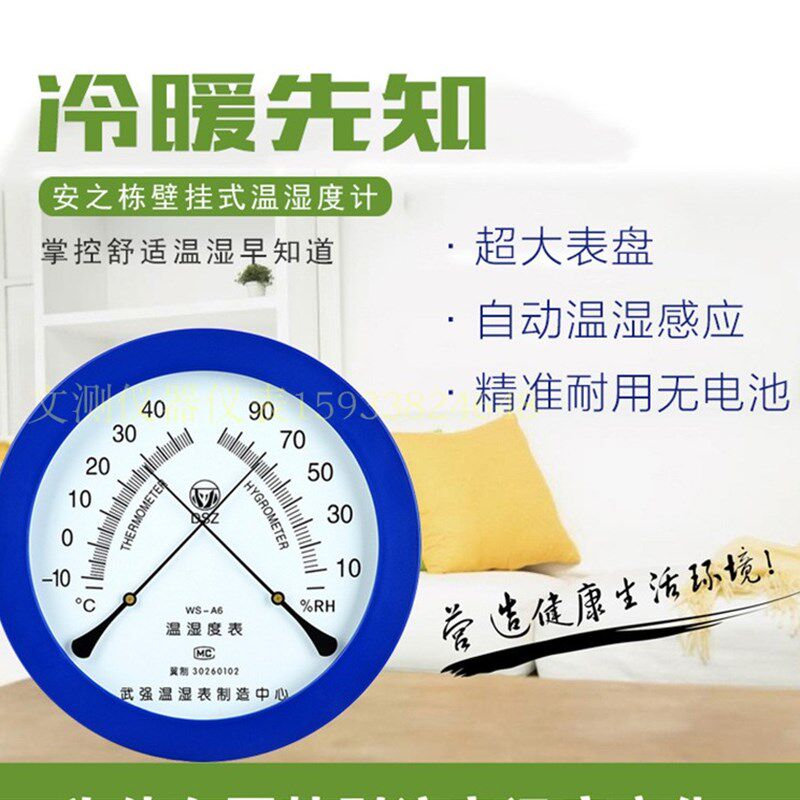 武强GJWS-A6温湿度计大圆形255MM指针式-10-40度家用办公空气温度