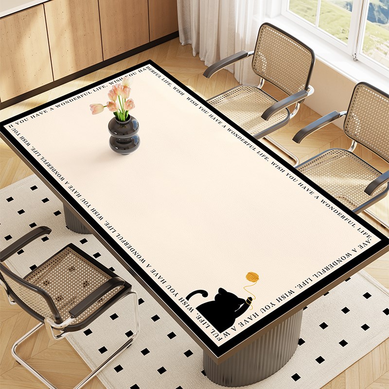 现代简约餐桌垫防水防油pvc桌布免洗隔热垫高级感茶几台布定制