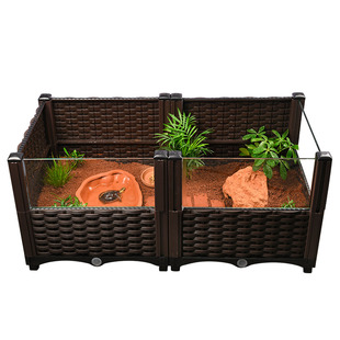 黄缘龟专用缸半水龟饲养箱大乌龟生态养殖箱陆龟造景植物安缘龟舍