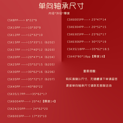 深沟球单向轴承csk8/10/12/15/17/20/25/30/35/40pp内外带槽轴承