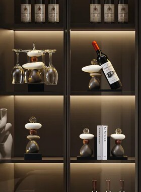 时来运转流沙画摆件酒柜装饰品轻奢玄关高级感客厅家居饰品餐边柜