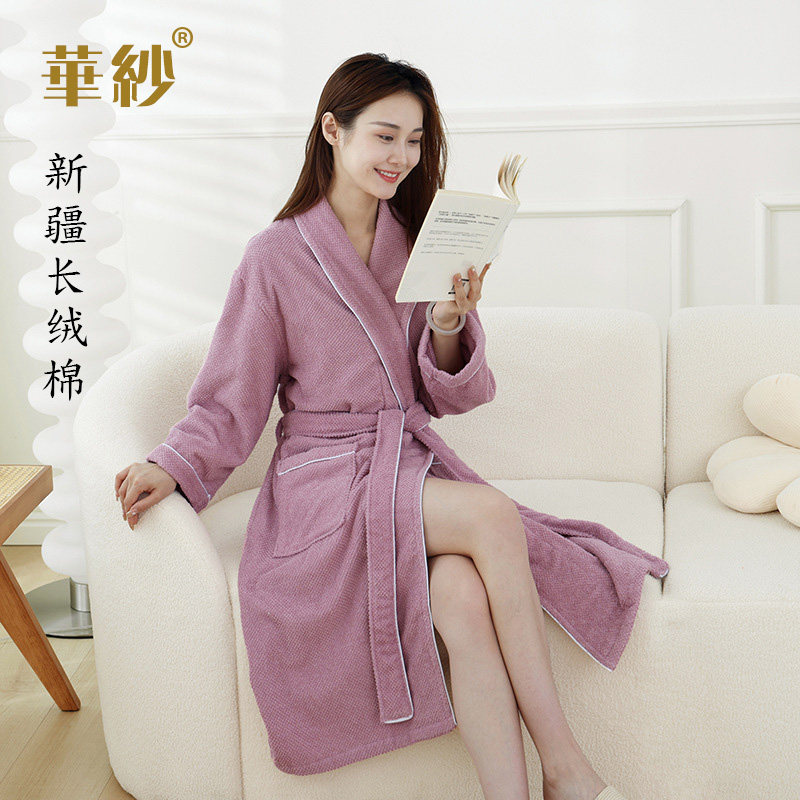 全棉毛巾料亲肤吸水加厚浴袍