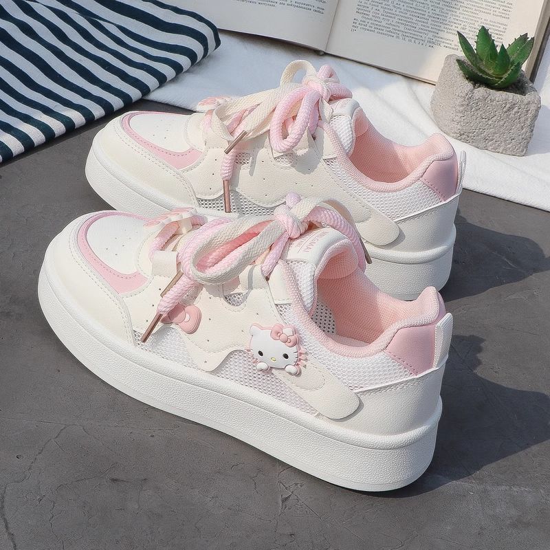 新中式网面厚底hellokitty板鞋女