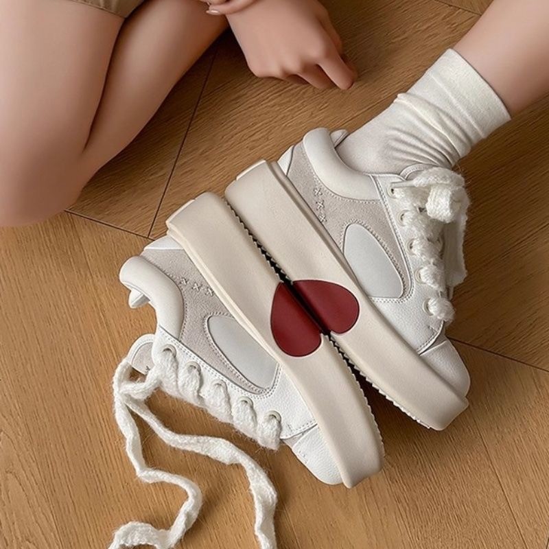 考拉灰厚底爱心板鞋男女款小众动物园系列鞋子情侣休闲增高小白鞋