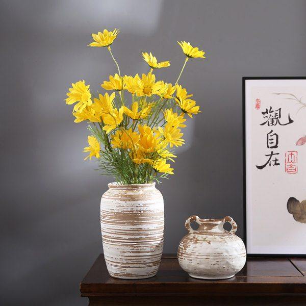 中式复古花瓶粗陶花器陶罐手工做旧干花插花小花瓶展示柜陶瓷摆件,家居饰品,花瓶,淘宝优惠券,粉丝福利购,淘宝优惠卷