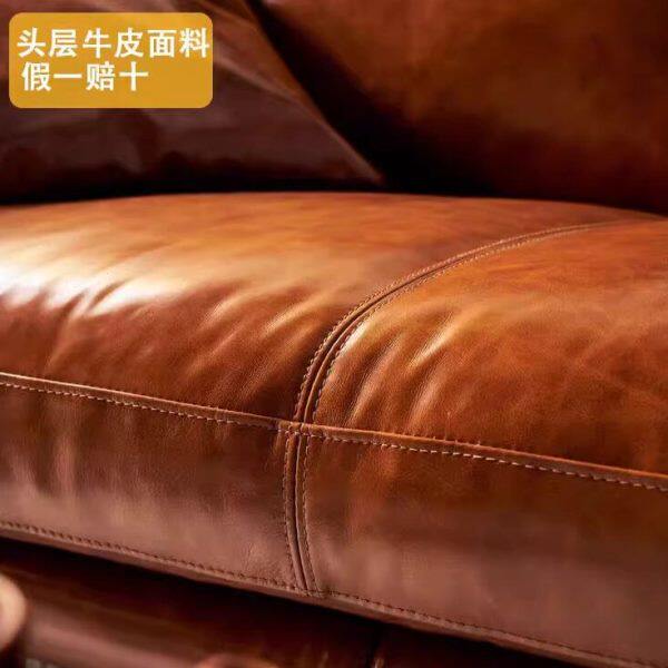 头层牛皮沙发垫皮套定做油蜡皮中式实木复古真皮高密度海绵订制
