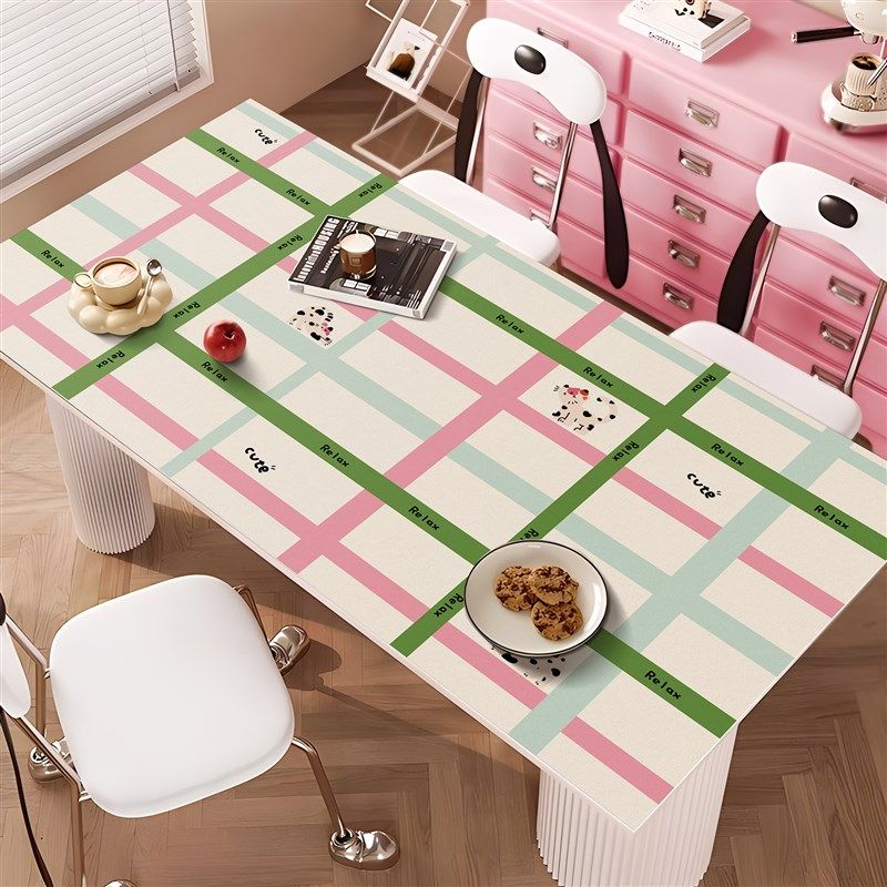 奶牛猫皮革桌垫卡通桌布防水防油免水洗茶几硅胶定制桌面垫可擦,居家布艺,桌布,淘宝优惠券,粉丝福利购,淘宝优惠卷