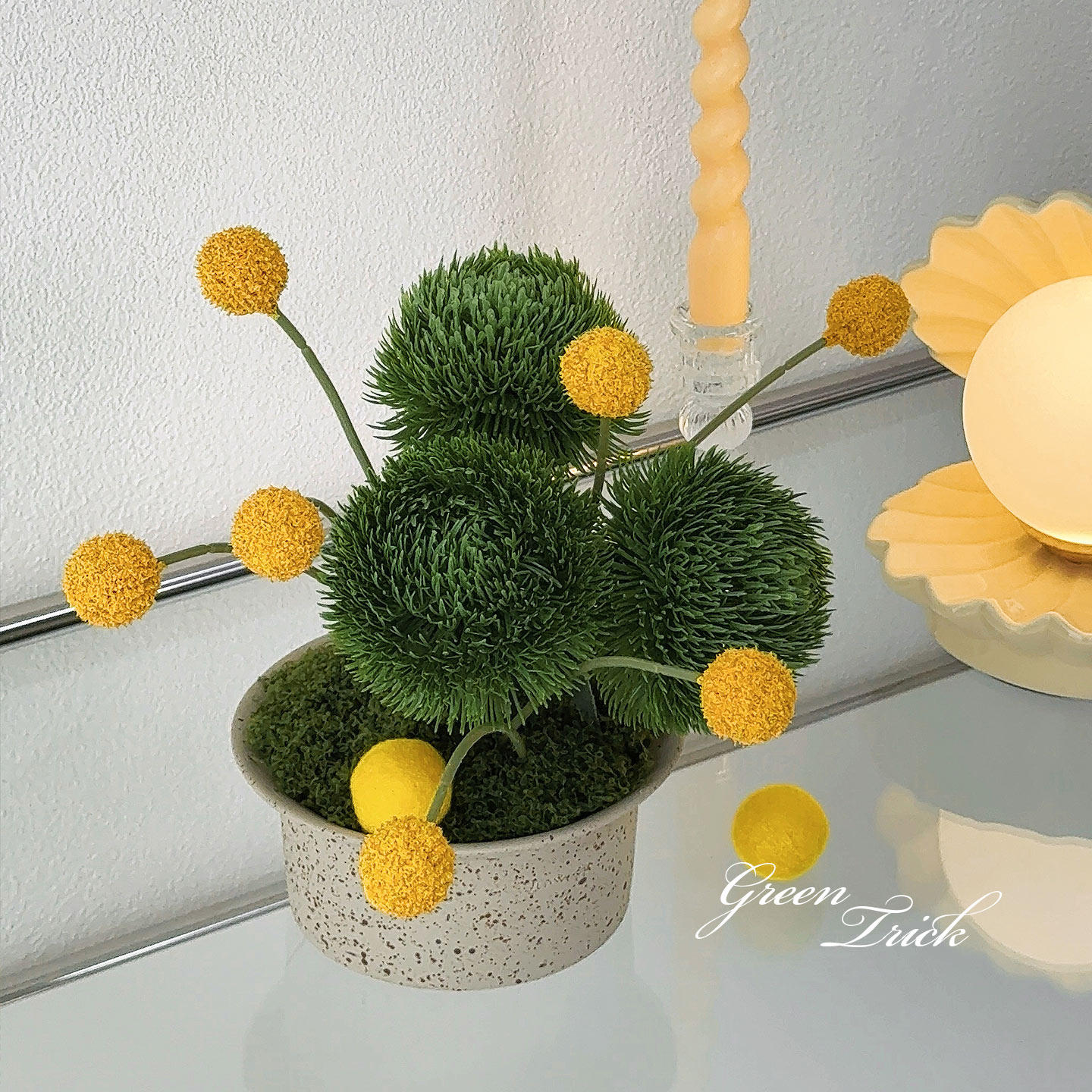 ins风仿真盆栽球球盆景仿真花假花室内桌面造景植物花艺装饰摆件