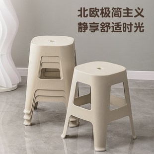 加厚高凳防滑耐用塑料凳子餐桌椅子特厚简约家用可叠放板凳方凳