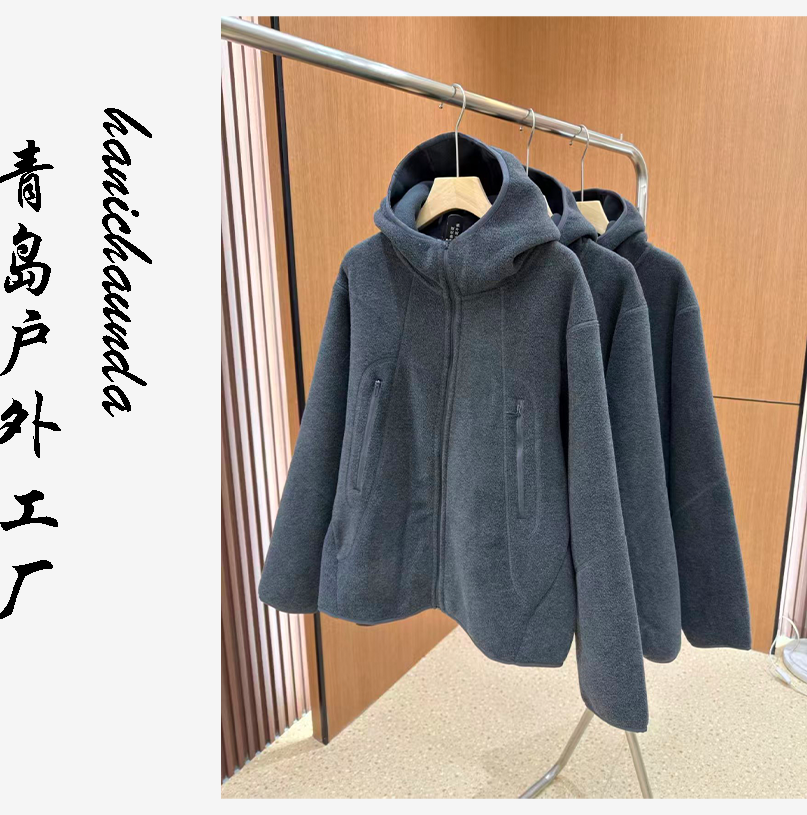 冬款加厚2025新款宽松加厚男女同款连帽外套拉链绒感外套