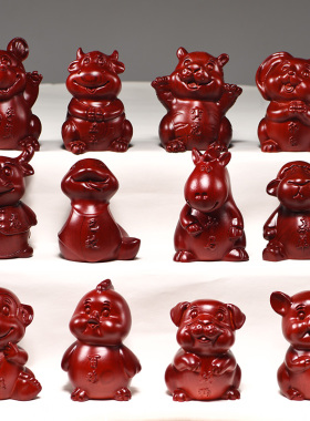 实木十二生肖木质生肖鼠牛虎兔龙蛇马羊猴鸡狗猪一套家居工艺礼品