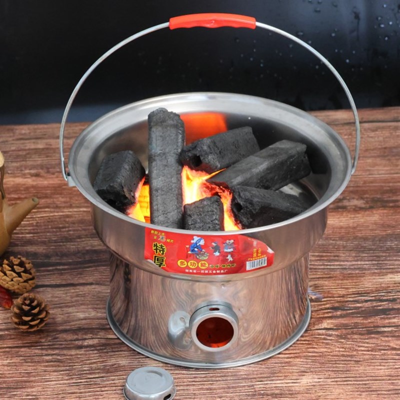加厚不锈钢取暖炉木碳炉烧烤炉搬家火盆多功能烤火炉庭院围炉煮茶
