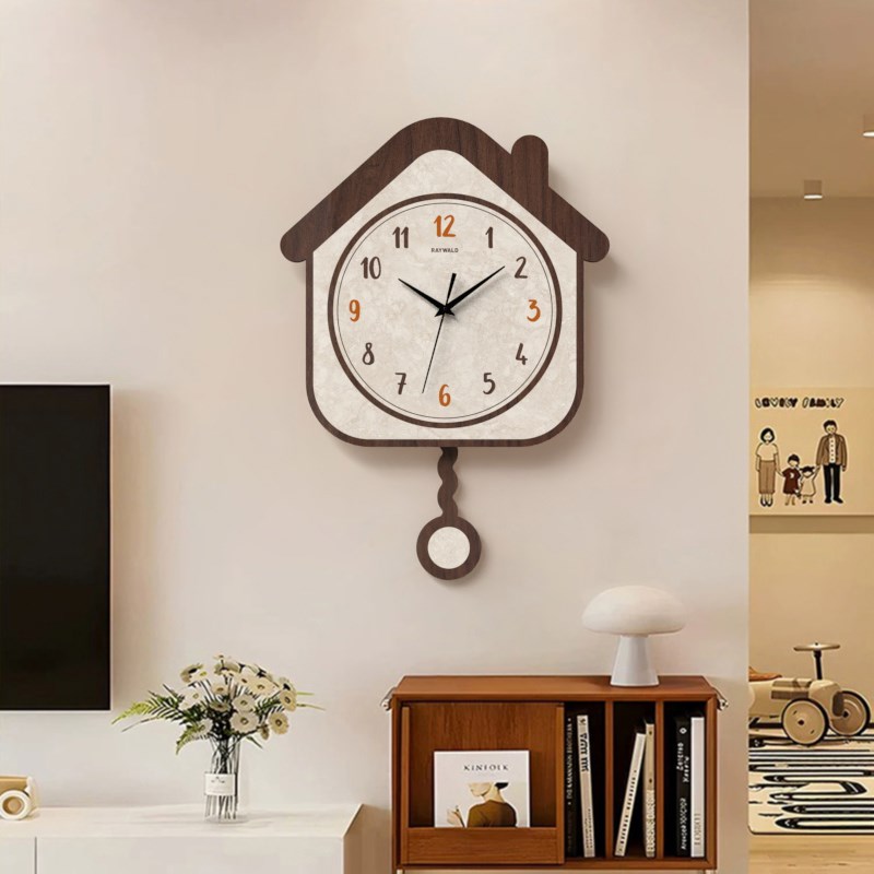 简约现代挂钟摇摆客厅卡通创意卧室静音石英钟挂墙家用装饰时钟表