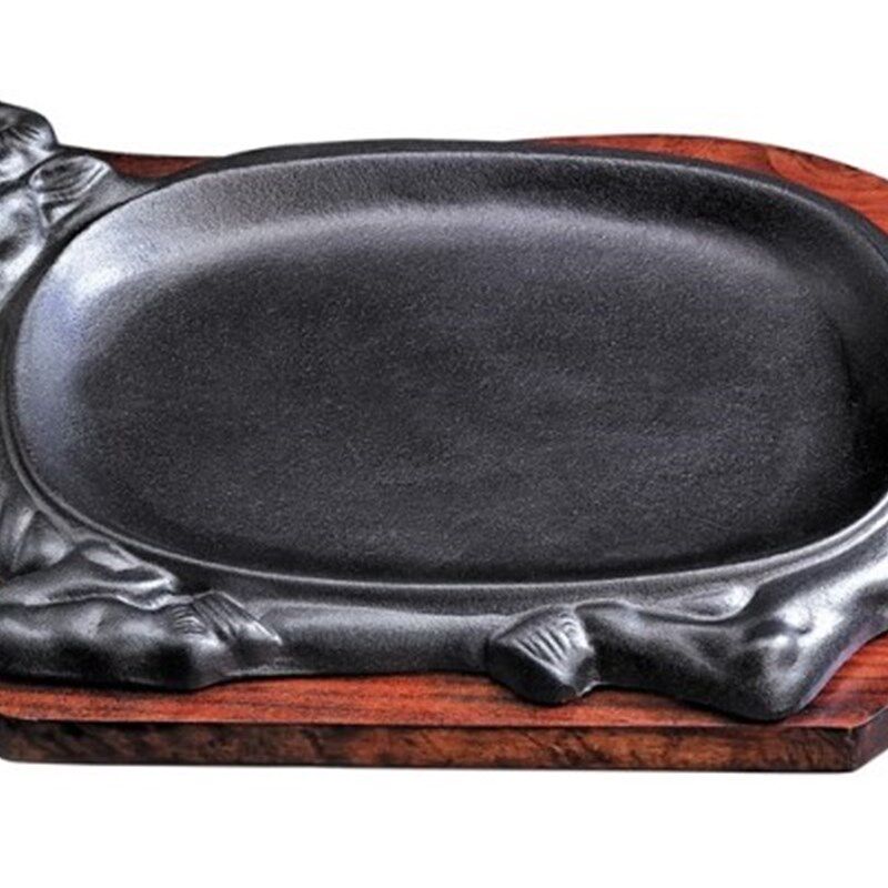 加厚铸铁牛头形牛排铁板烧烤盘牛肉铁板烧家用西餐厅烤肉锅